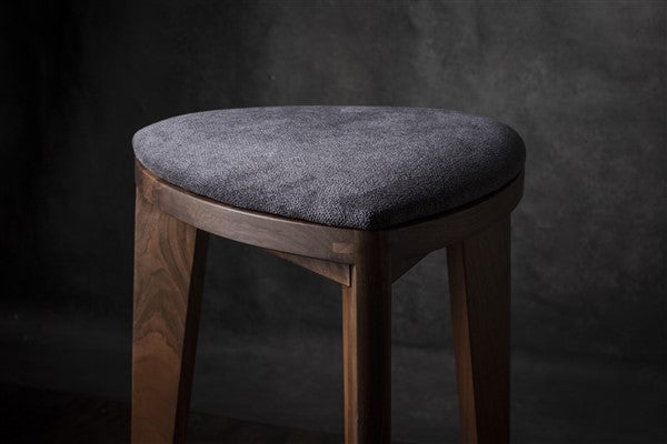 Terza Stoffa – Walnut Bar Stool with Upholstered Seat | Handcrafted Solid Wood Stool | Minimalist Bar Chair