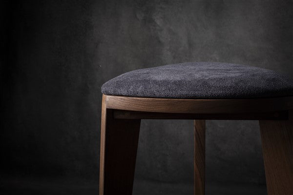 Terza Stoffa – Walnut Bar Stool with Upholstered Seat | Handcrafted Solid Wood Stool | Minimalist Bar Chair