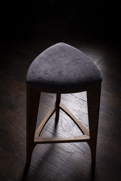 Terza Stoffa – Walnut Bar Stool with Upholstered Seat | Handcrafted Solid Wood Stool | Minimalist Bar Chair