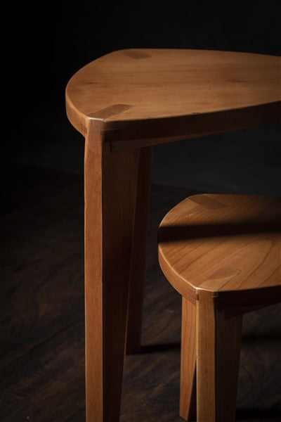 Cherry Wood Three-Legged Stool -Hardwood