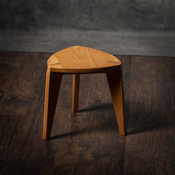 Cherry Wood Small Three-Legged Stool