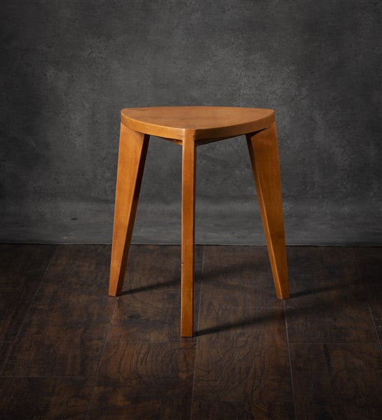Cherry Wood Three-Legged Stool -Hardwood
