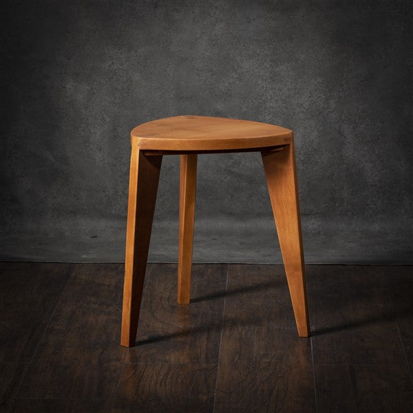 Cherry Wood Three-Legged Stool -Hardwood