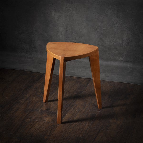Cherry Wood Three-Legged Stool -Hardwood