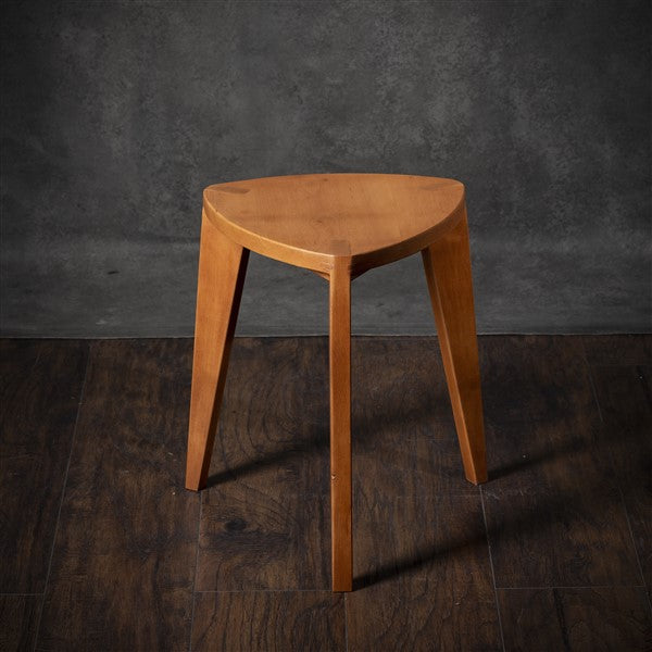 Cherry Wood Three-Legged Stool -Hardwood