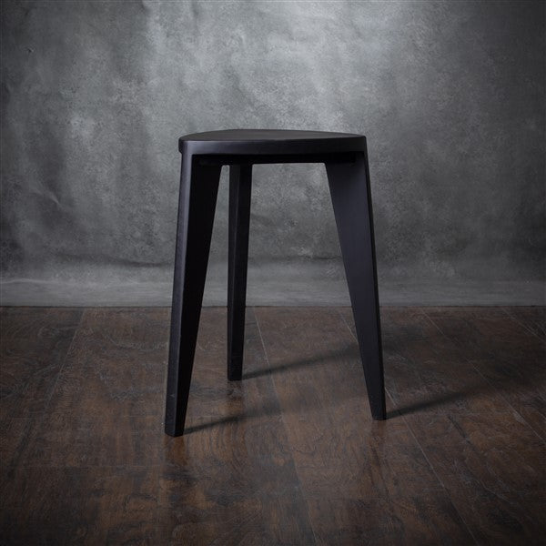 Black Wooden Stool – Minimalist Burnt Triangle Seat – Handmade Modern Accent Furniture, Solid Wood Side Stool, Japandi Interior