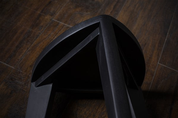 Black Wooden Stool – Minimalist Burnt Triangle Seat – Handmade Modern Accent Furniture, Solid Wood Side Stool, Japandi Interior