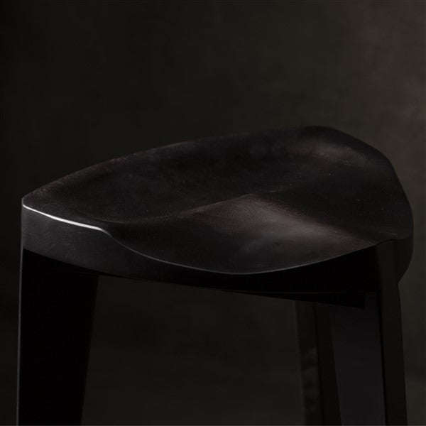 Modern Black Bar Stool – Solid Wood Counter Stool – Handmade Minimalist Kitchen Stool – Matte Black Wooden Stool - Free shipping