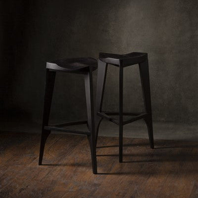 Modern Black Bar Stool – Solid Wood Counter Stool – Handmade Minimalist Kitchen Stool – Matte Black Wooden Stool - Free shipping