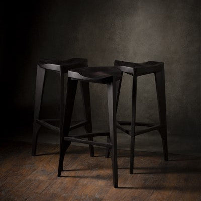 Modern Black Bar Stool – Solid Wood Counter Stool – Handmade Minimalist Kitchen Stool – Matte Black Wooden Stool - Free shipping