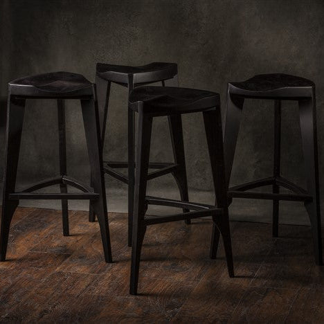 Modern Black Bar Stool – Solid Wood Counter Stool – Handmade Minimalist Kitchen Stool – Matte Black Wooden Stool - Free shipping
