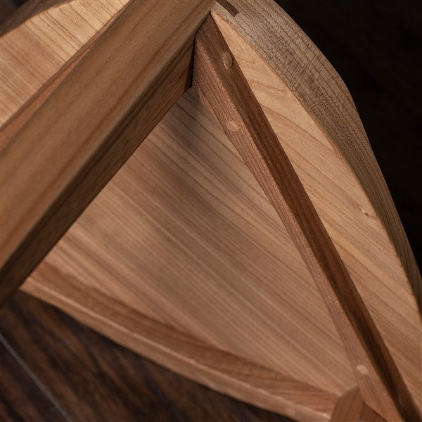 Elm wood three-legged stool carved seat