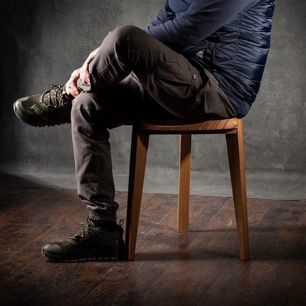 Elm wood three-legged stool carved seat