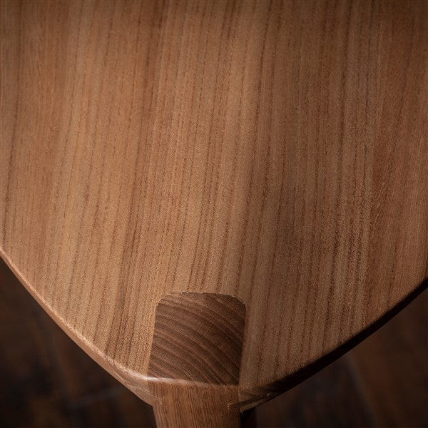 Elm wood three-legged stool carved seat
