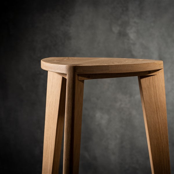 Oak wood bar stool flat seat