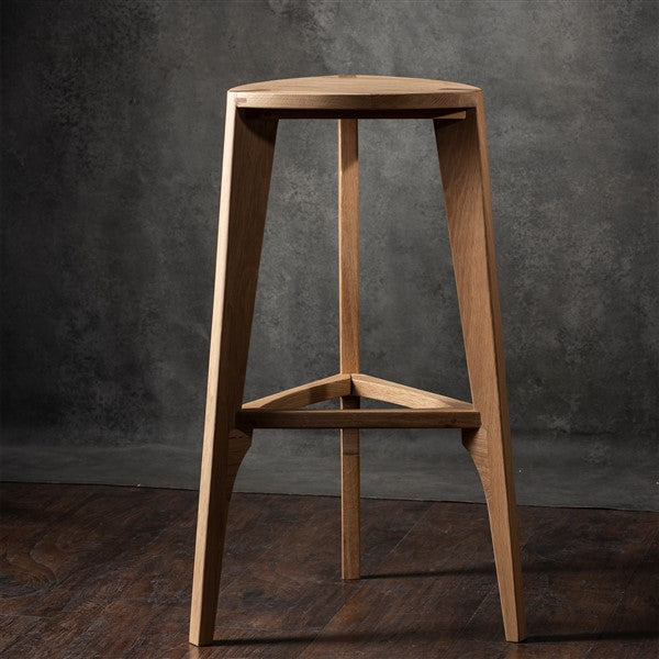 Oak wood bar stool flat seat