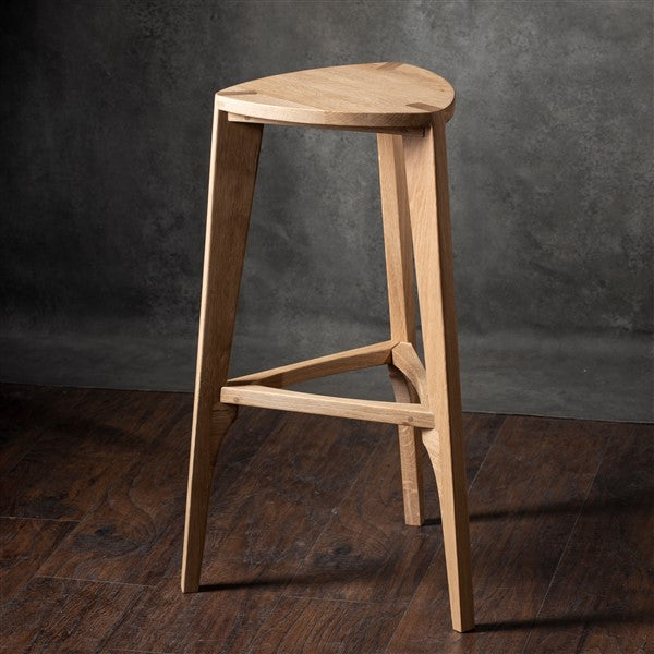 Oak wood bar stool flat seat