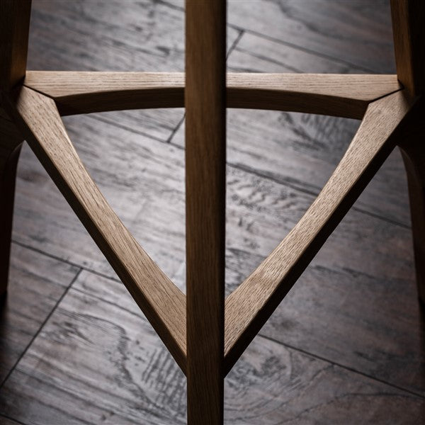 Oak wood bar stool flat seat