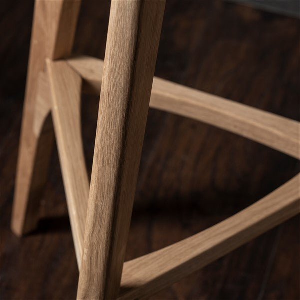 Oak wood bar stool flat seat