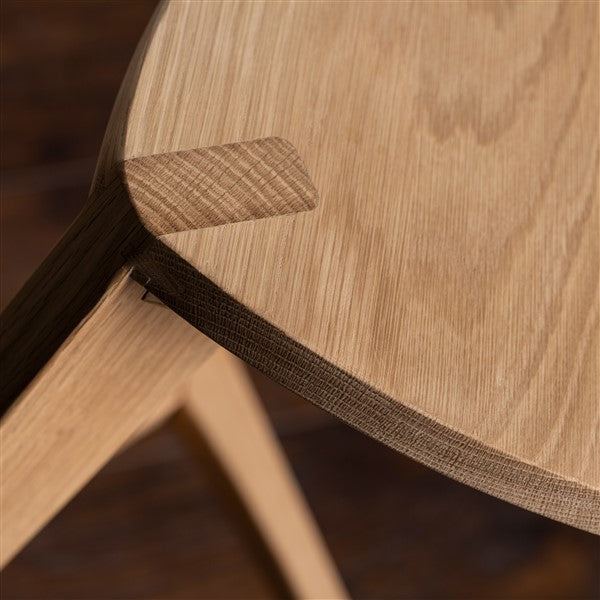 Oak wood bar stool flat seat