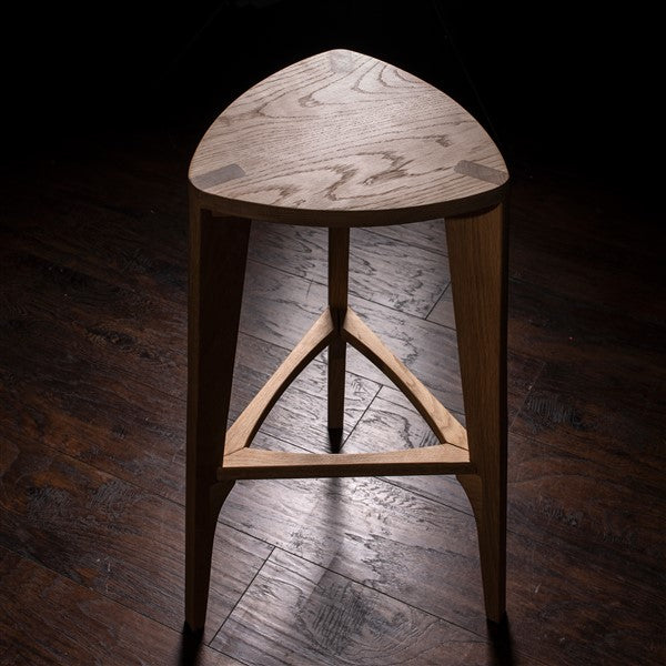 Oak wood bar stool flat seat