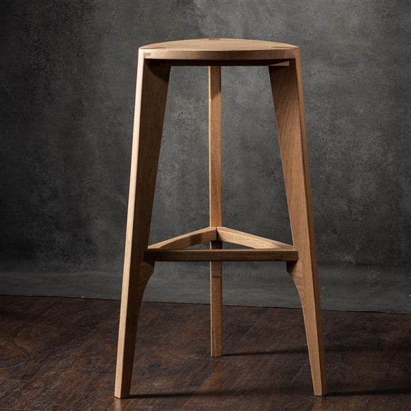 Oak wood bar stool flat seat