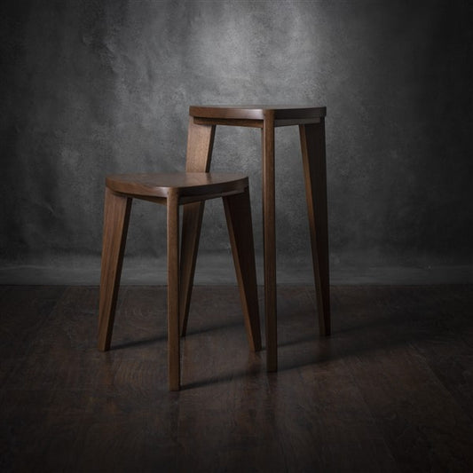 Takai Tall Nesting Side Tables – Handmade Steamed Walnut Triangle Accent Table Set, 18 & 24 Inch High