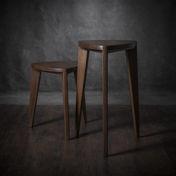Takai Tall Nesting Side Tables – Handmade Steamed Walnut Triangle Accent Table Set, 18 & 24 Inch High