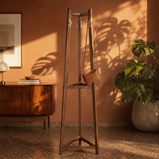 Tripod Freestanding Solid Wood Coat Rack