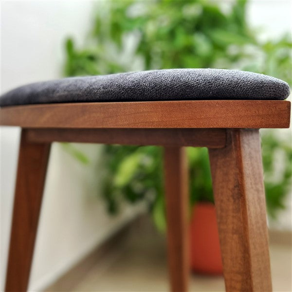 Yoru - Handmade Walnut Stool with Upholstered Seat – 18" Tall Triangle Vanity Stool – Minimalist Wooden Furniture - Free shipping