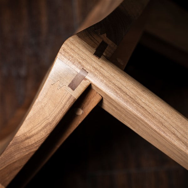 Natural European walnut wood three-legged stool