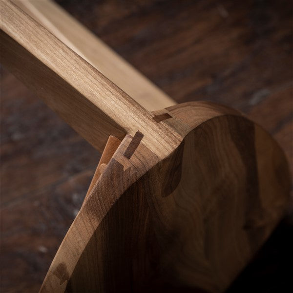 Natural European walnut wood three-legged stool