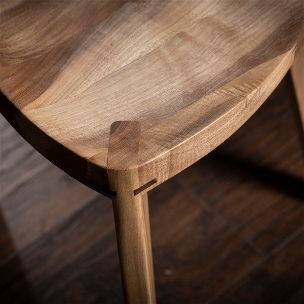 Natural European walnut wood three-legged stool