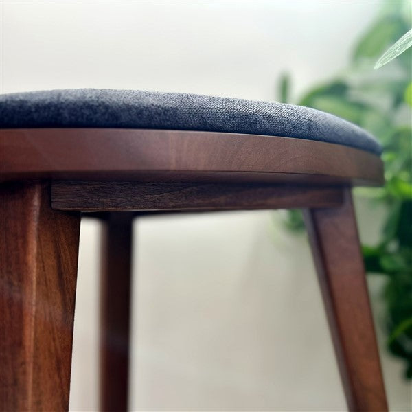 Yoru - Handmade Walnut Stool with Upholstered Seat – 18" Tall Triangle Vanity Stool – Minimalist Wooden Furniture - Free shipping