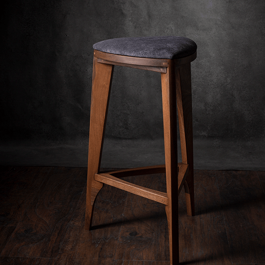 Terza Stoffa – Walnut Bar Stool with Upholstered Seat