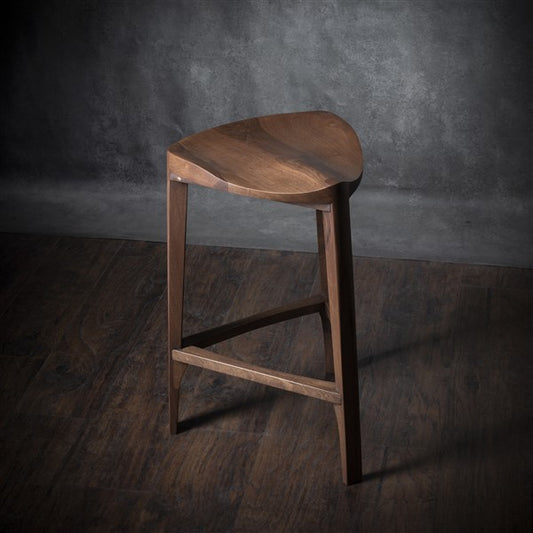 Terza XL - Elegant Walnut Bar Stool with Carved seat