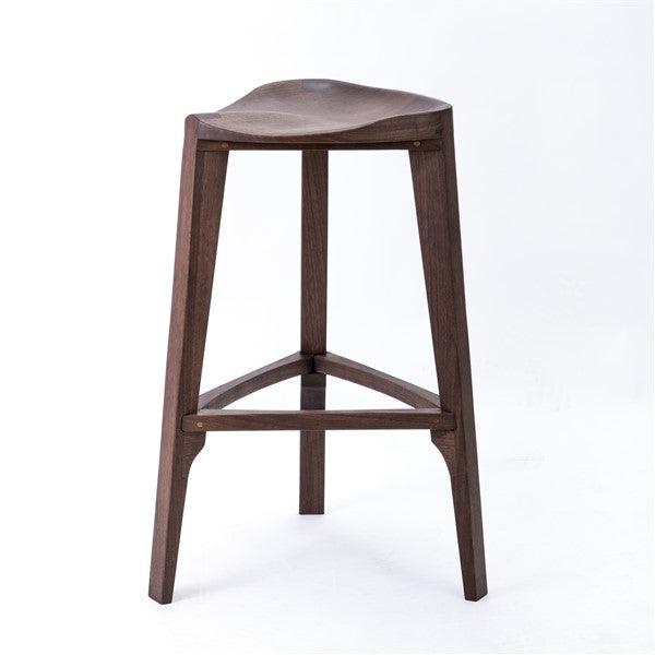 Elegant Walnut Bar Stool with Footrests - Handcrafted, All-Wood Design, Free Shipping!