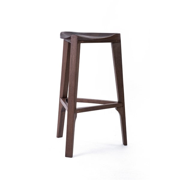Elegant Walnut Bar Stool with Footrests - Handcrafted, All-Wood Design, Free Shipping!