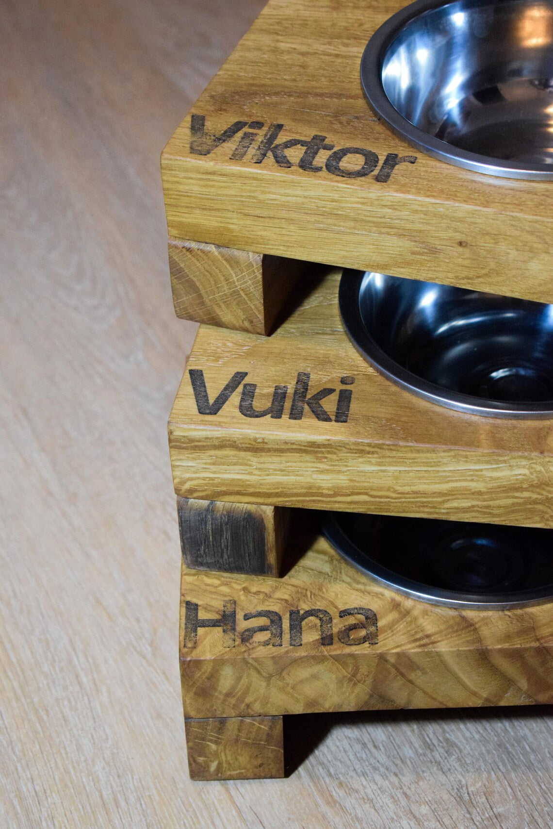 Personalized Wood Dog Bowl Stand