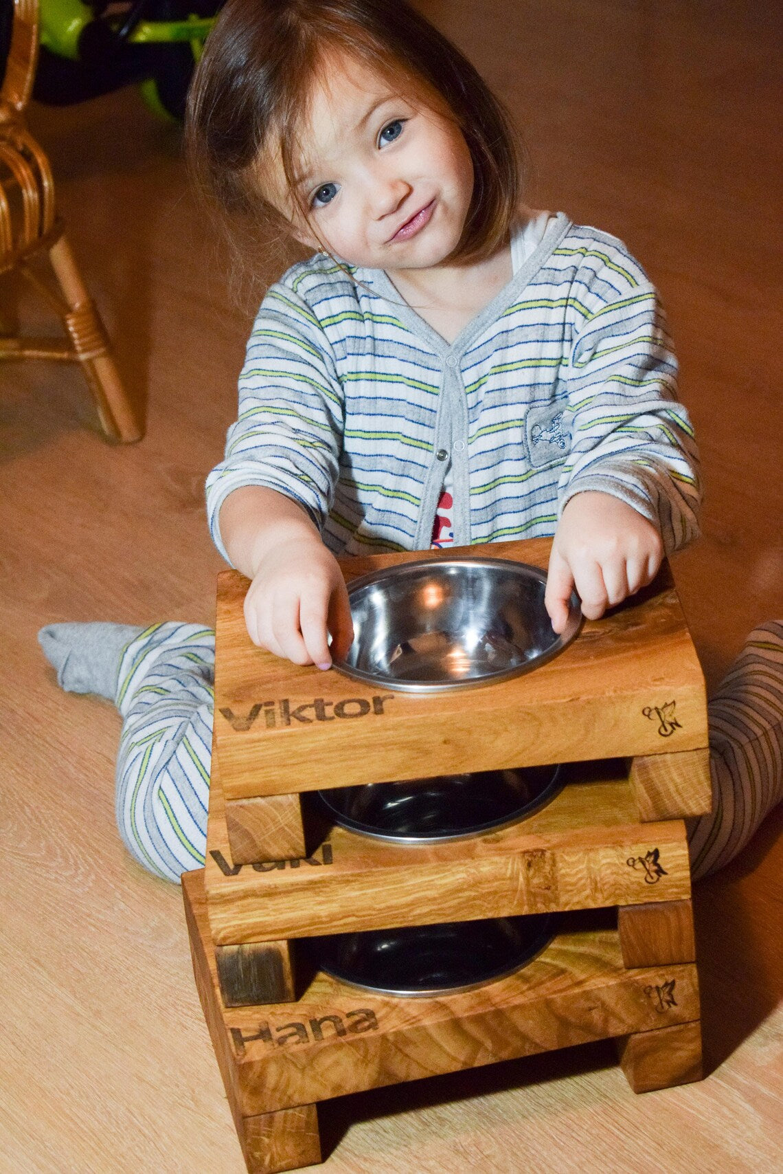 Personalized Wood Dog Bowl Stand