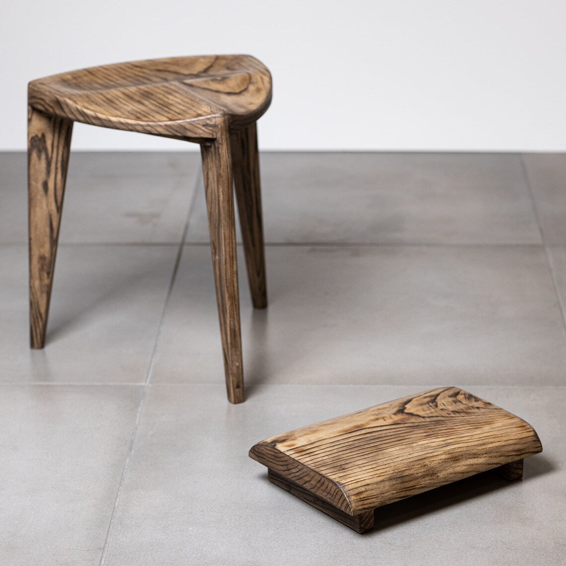 Burned Wooden Ash Stool