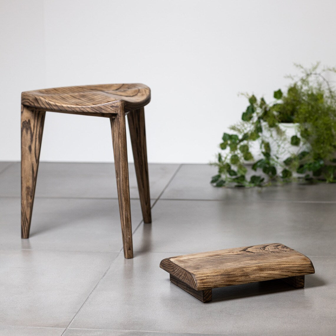 Burned Wooden Ash Stool