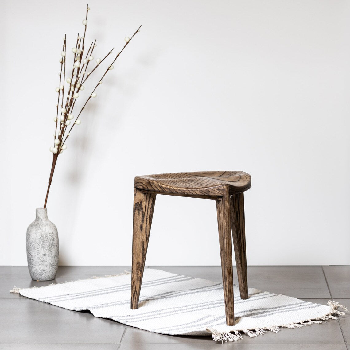 Asa Oku L - Burned Wooden Ash Stool