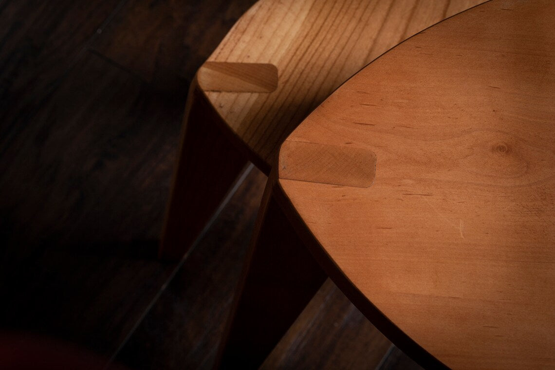 Set of Cherry Three-Legged Stools