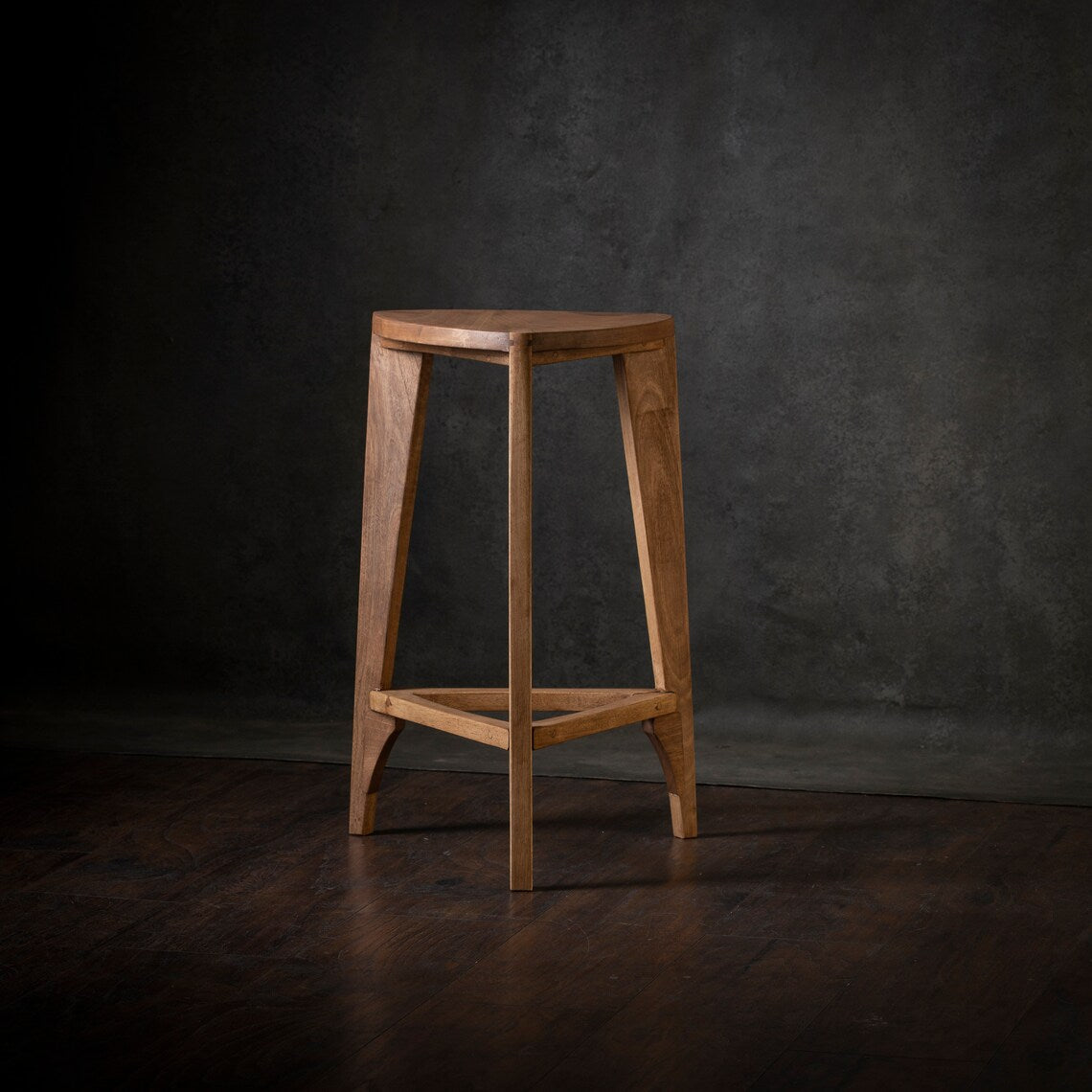 Walnut Wood Bar Stool -Flat Seat