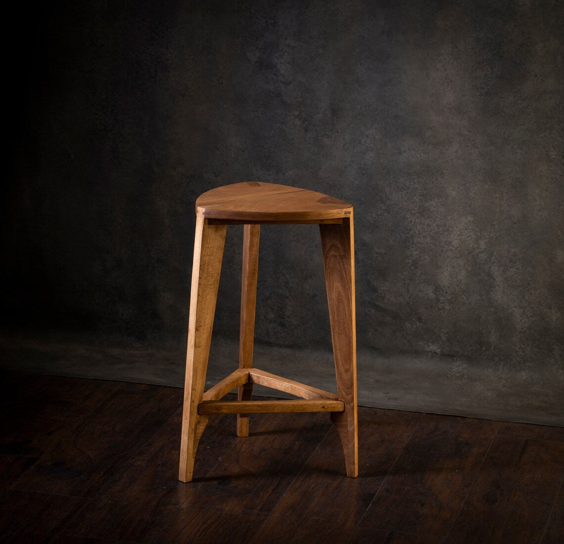 Walnut Wood Bar Stool -Flat Seat