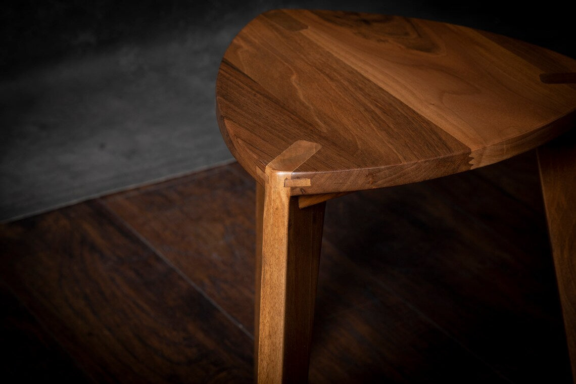 Walnut Wood Bar Stool -Flat Seat