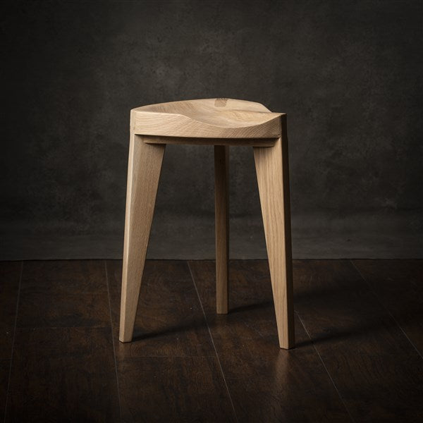 Oak Stool Carved Seat