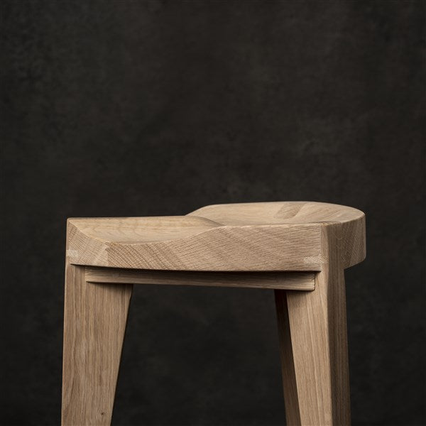 Oak Stool Carved Seat