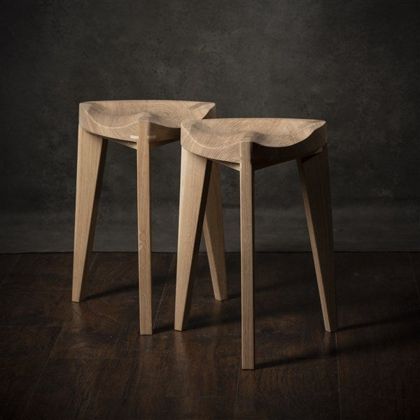 Oak Stool Carved Seat